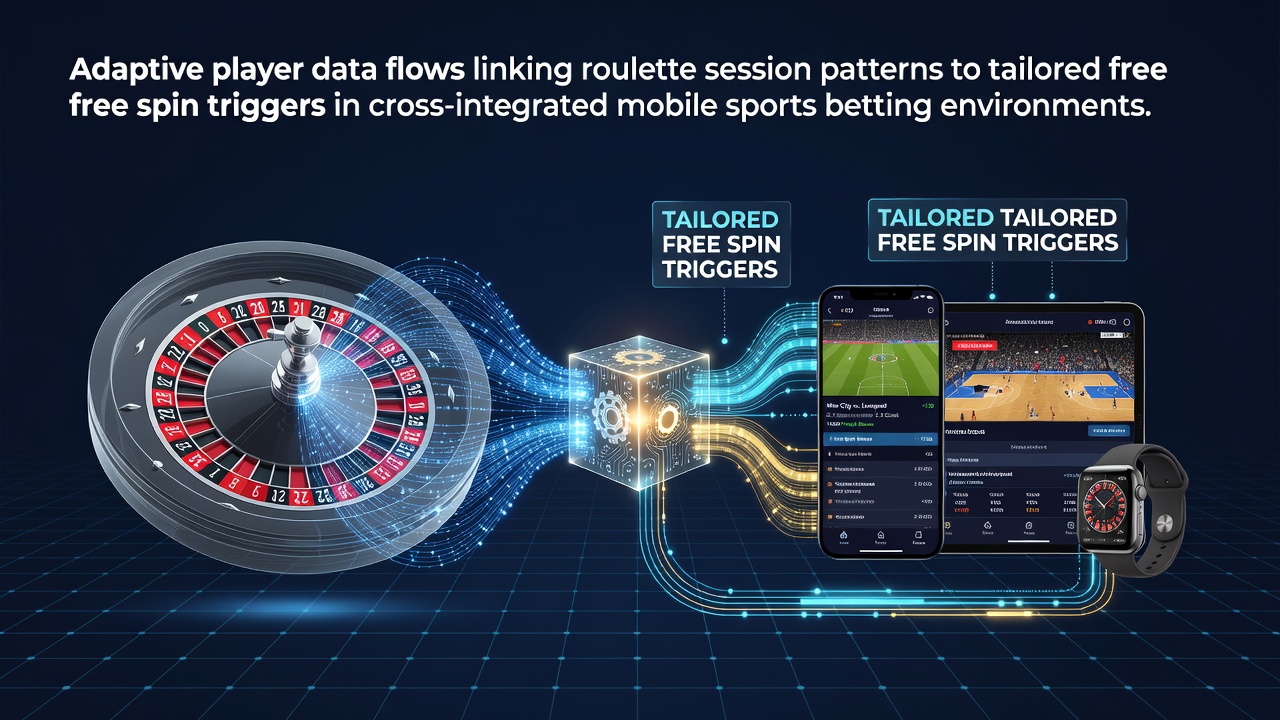 Visualisatie van adaptieve dataflows die roulettessessies koppelen aan free spins in mobiele apps