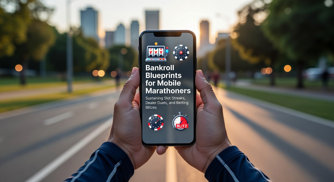 Mobiele speler beheert bankroll tijdens een lange slotsessie op smartphone, met grafieken van streaks en budgetten zichtbaar op scherm