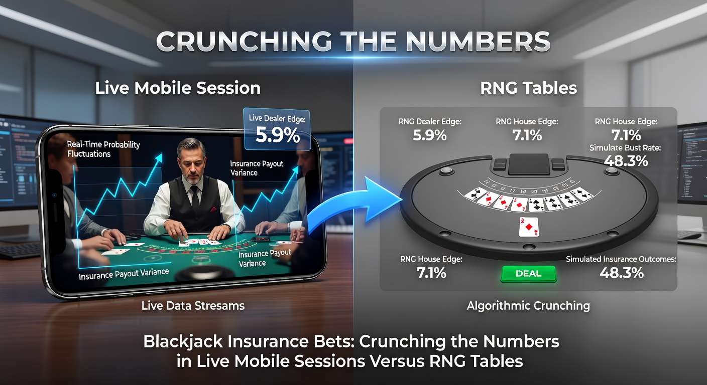 Schermafbeelding van een mobiele live blackjack tafel met insurance bet optie geactiveerd, dealer met aas zichtbaar