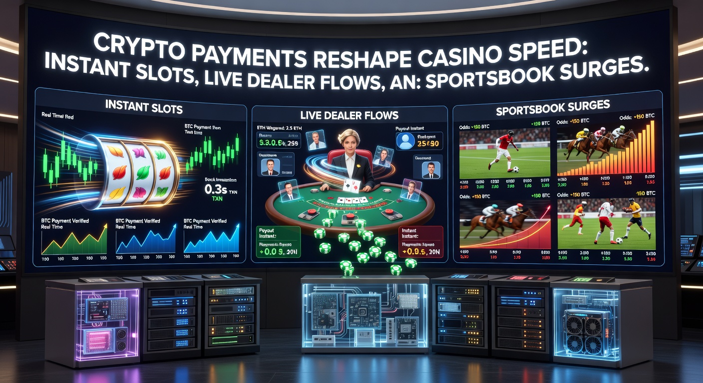 Grafiek die de transactiesnelheid van crypto versus traditionele betalingen in online casinos vergelijkt, met pieken in slots en sportsbooks