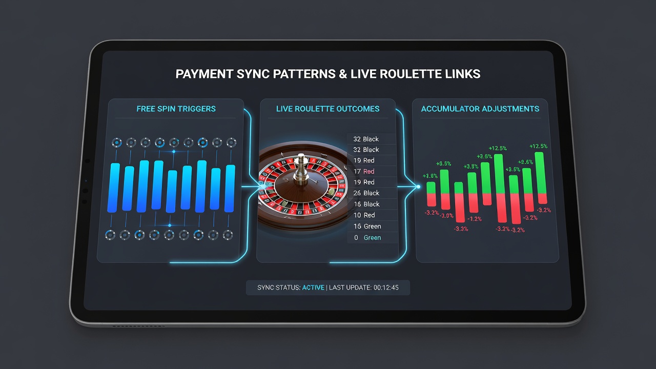 Mobiele interface met gesynchroniseerde betalingsstromen tussen free spins en live roulette