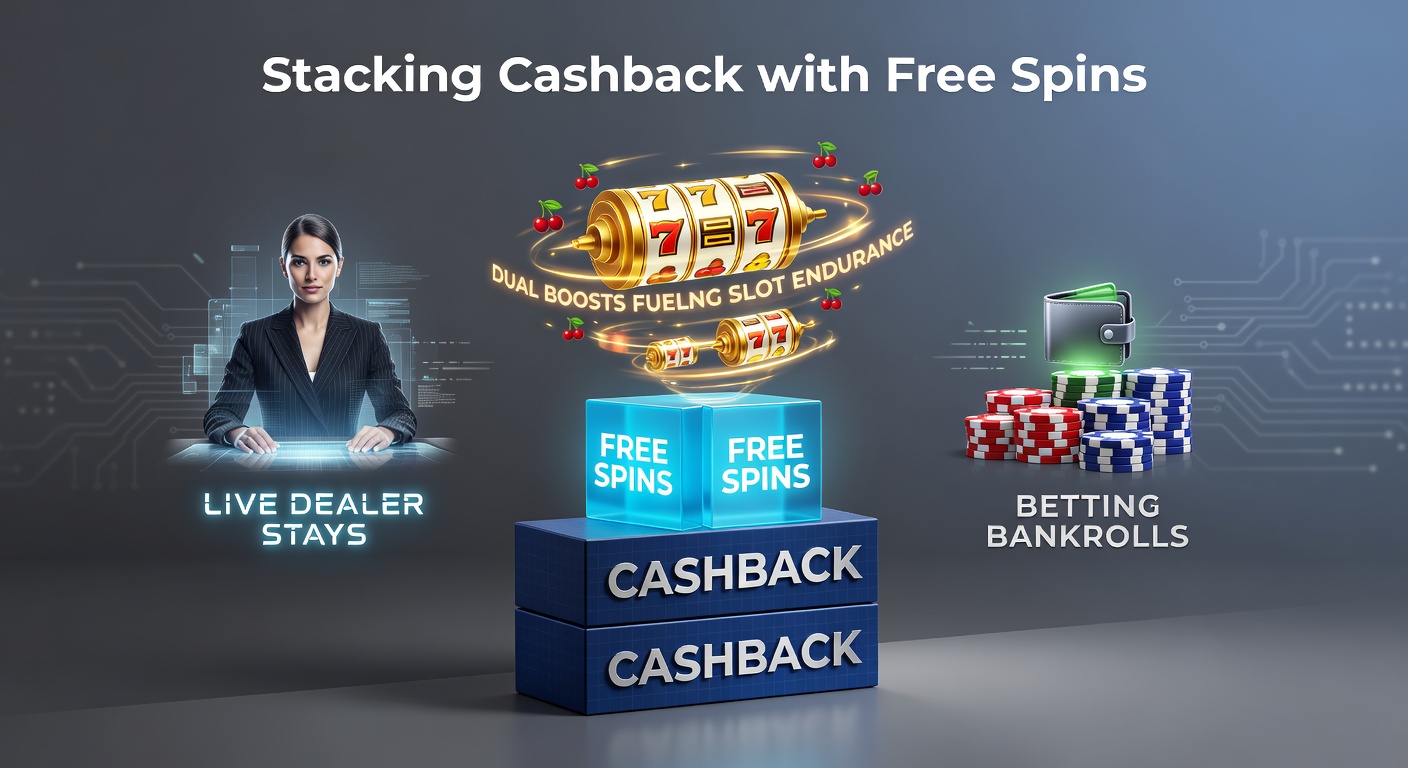 Grafiek die cashback en free spins promoties illustreert in een casino-omgeving met slots en live tafels