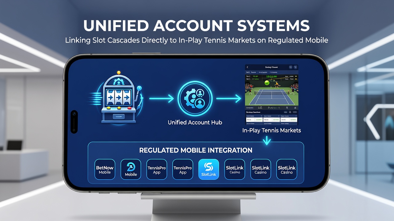 Mobiel scherm met live tennis markt naast actieve slot cascade weergave